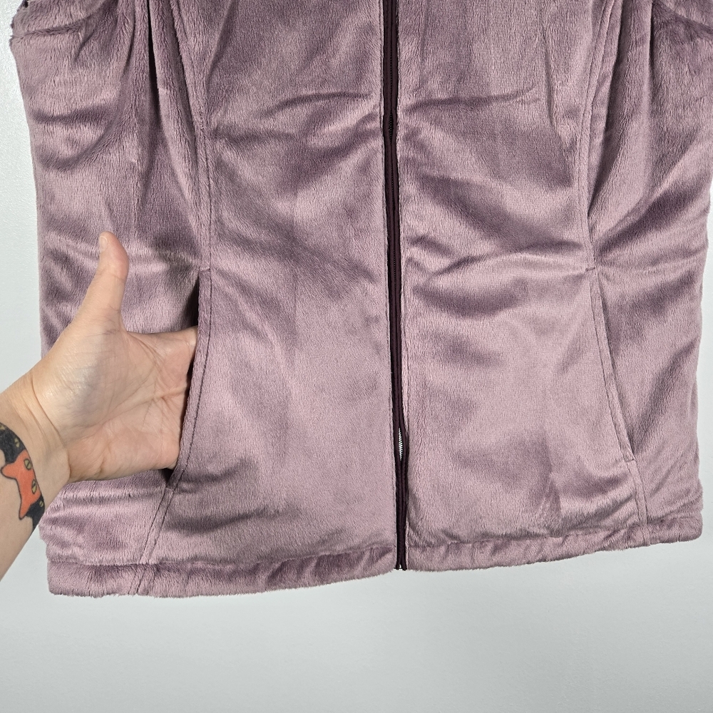 Free Country Purple Reversible Fleece Quilted Puffler Zip Front Vest Size Large - Picture 11 of 14